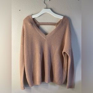 Nude pink backless sweater